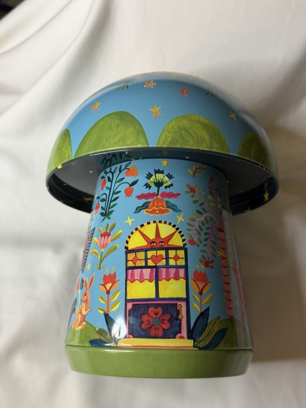 Large Lush Empty Mushroom Storage Tin Music Box